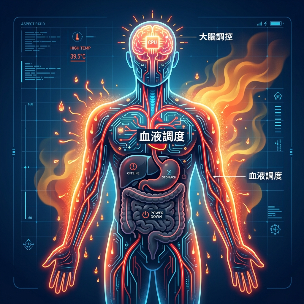 Featured image of post 夏天為何總是食慾不振？從大腦血液調度，看懂身體的散熱防禦機制！隨時補充「水」與「電解質」，讓你的身體在夏天不當機！