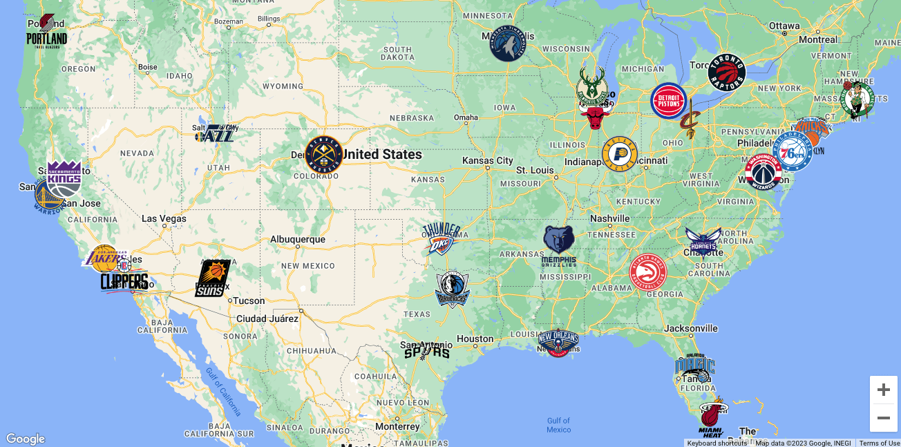 Featured image of post NBA 球隊地圖 Team Map