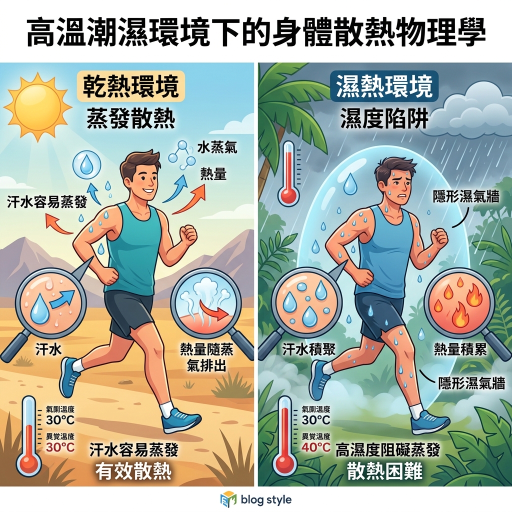 Featured image of post 體感溫度是什麼？為什麼氣溫 30 度卻感覺像 40 度？揭開「濕度陷阱」與身體散熱的「物理變數（溫度、濕度、風速、輻射熱）」