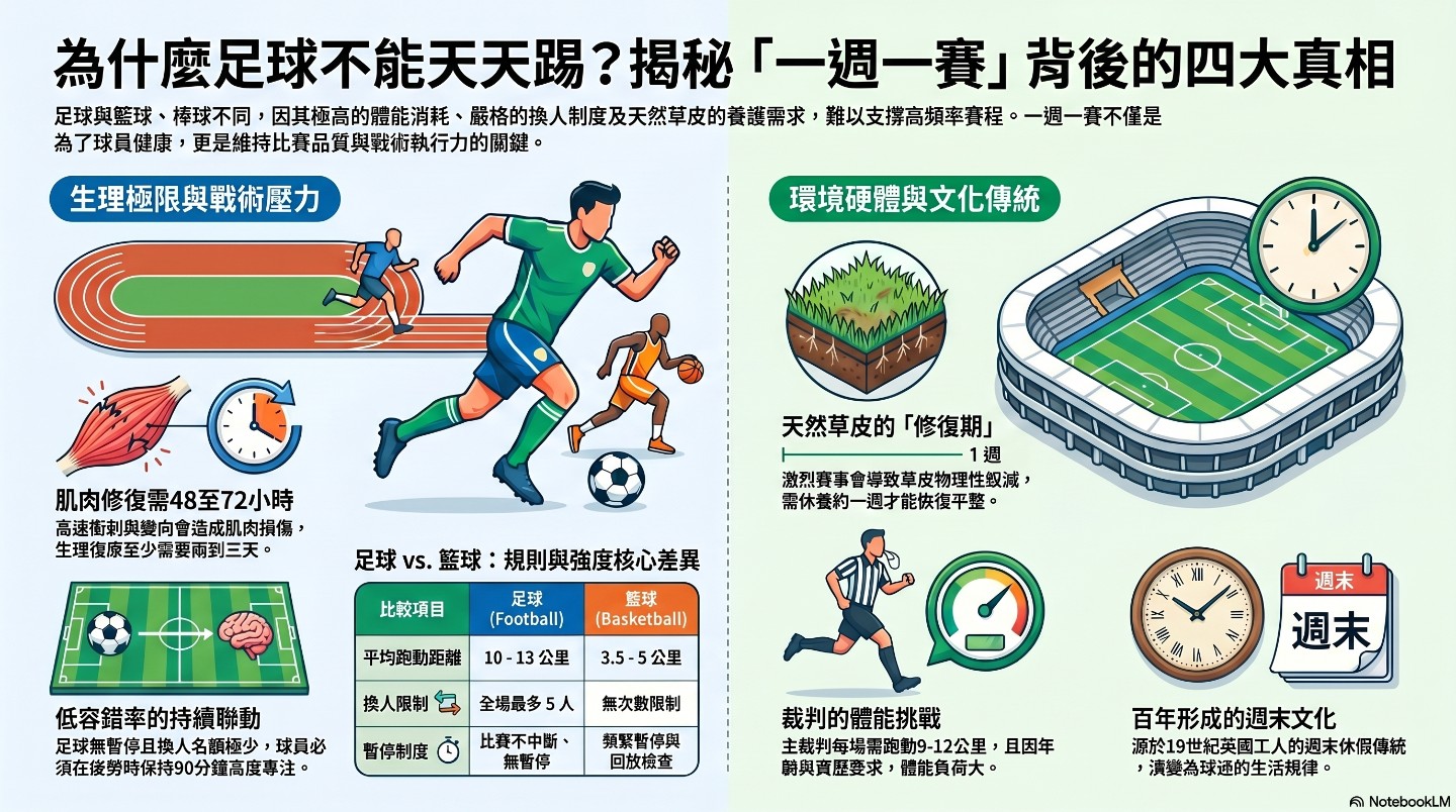為什麼 NBA 可以天天打，足球卻只能「一週一賽」？揭開足球賽制的殘酷真相