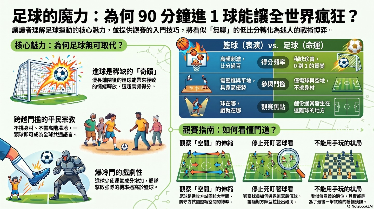 足球為什麼能成為世界第一大運動？從進球稀缺性、草根門檻到爆冷魅力看懂這項運動的獨特魔力