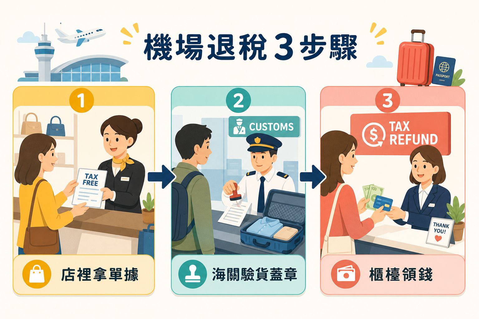 機場退稅三步驟流程